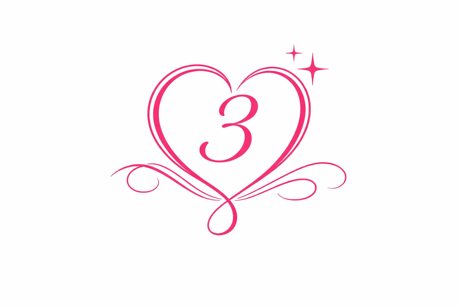 hot pink 3 heart